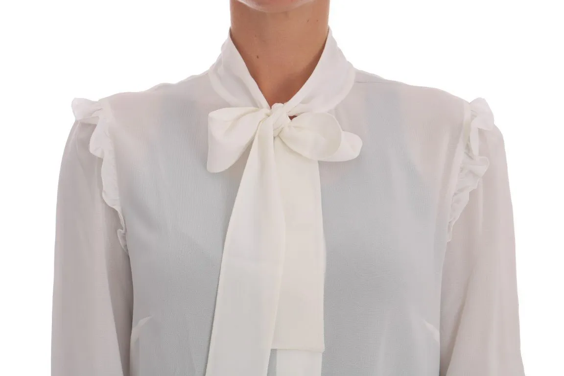 White Stretch Bow Dress Shirt