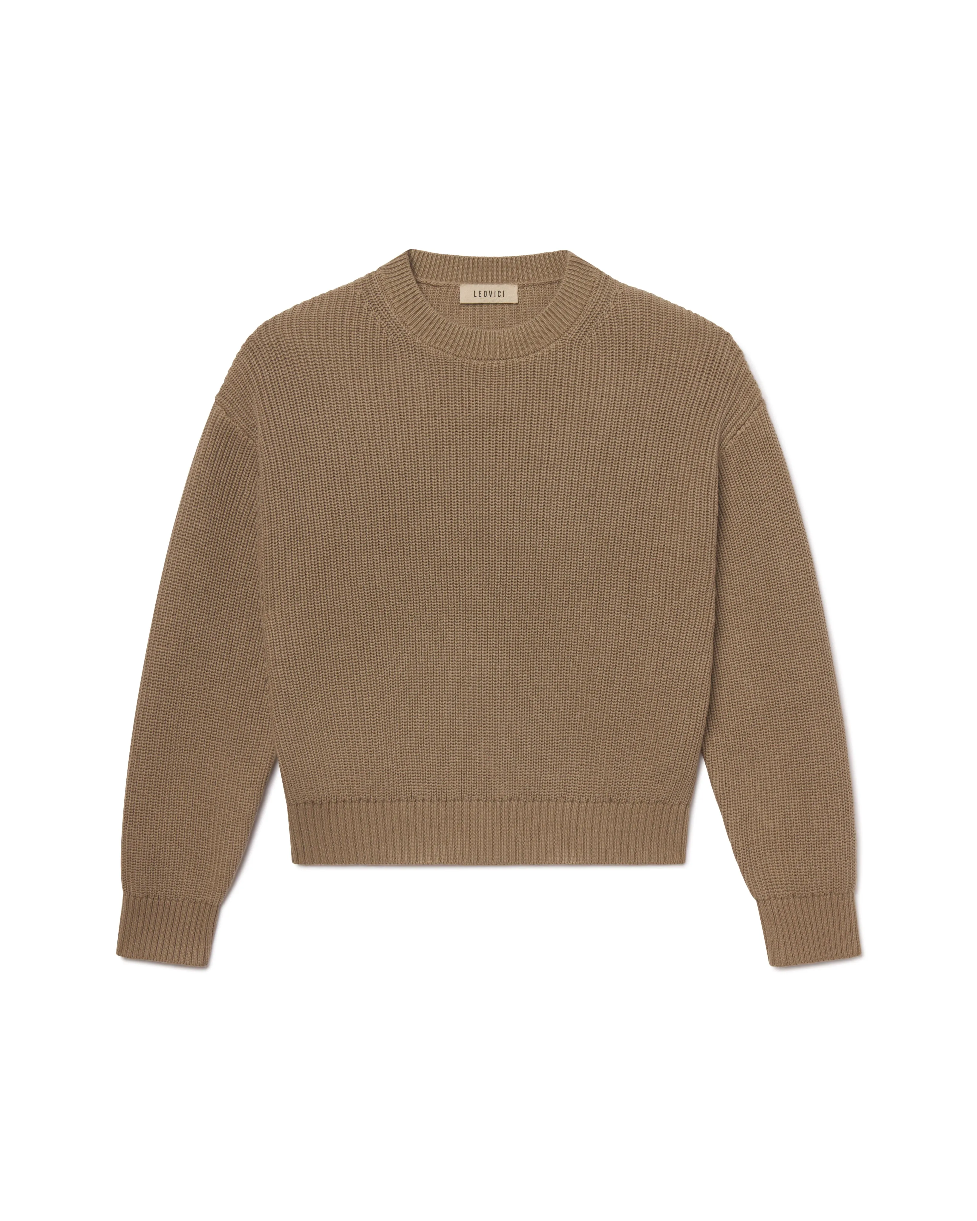 Women's Cotton Crewneck Sweater - Olive Grove