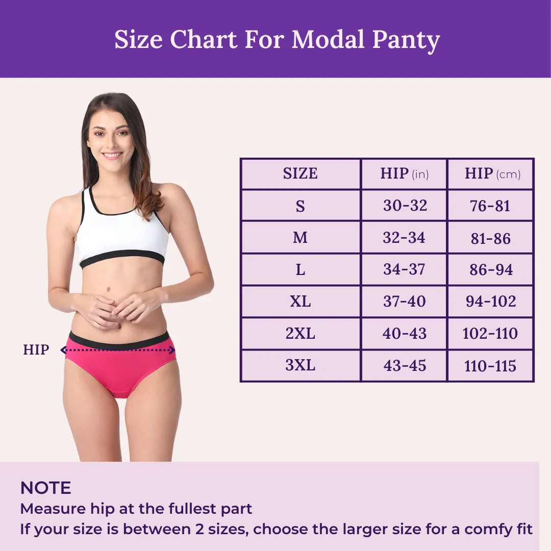 Women's Micro Modal Panties With Stretch | Mid Waist | Full Hip Coverage | Soft Waist Elastic | 3X Softer Than Cotton | Naturally Antibacterial | Prevents Odor