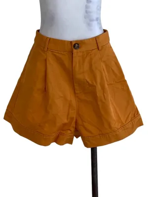 Yellow Plain High-Waisted Shorts